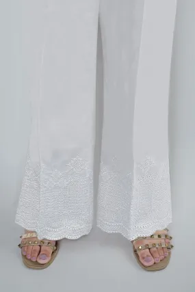 3679-WHITE EMBROIDERED TROUSER STITCHED