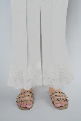 3680-WHITE EMBROIDERED TROUSER STITCHED