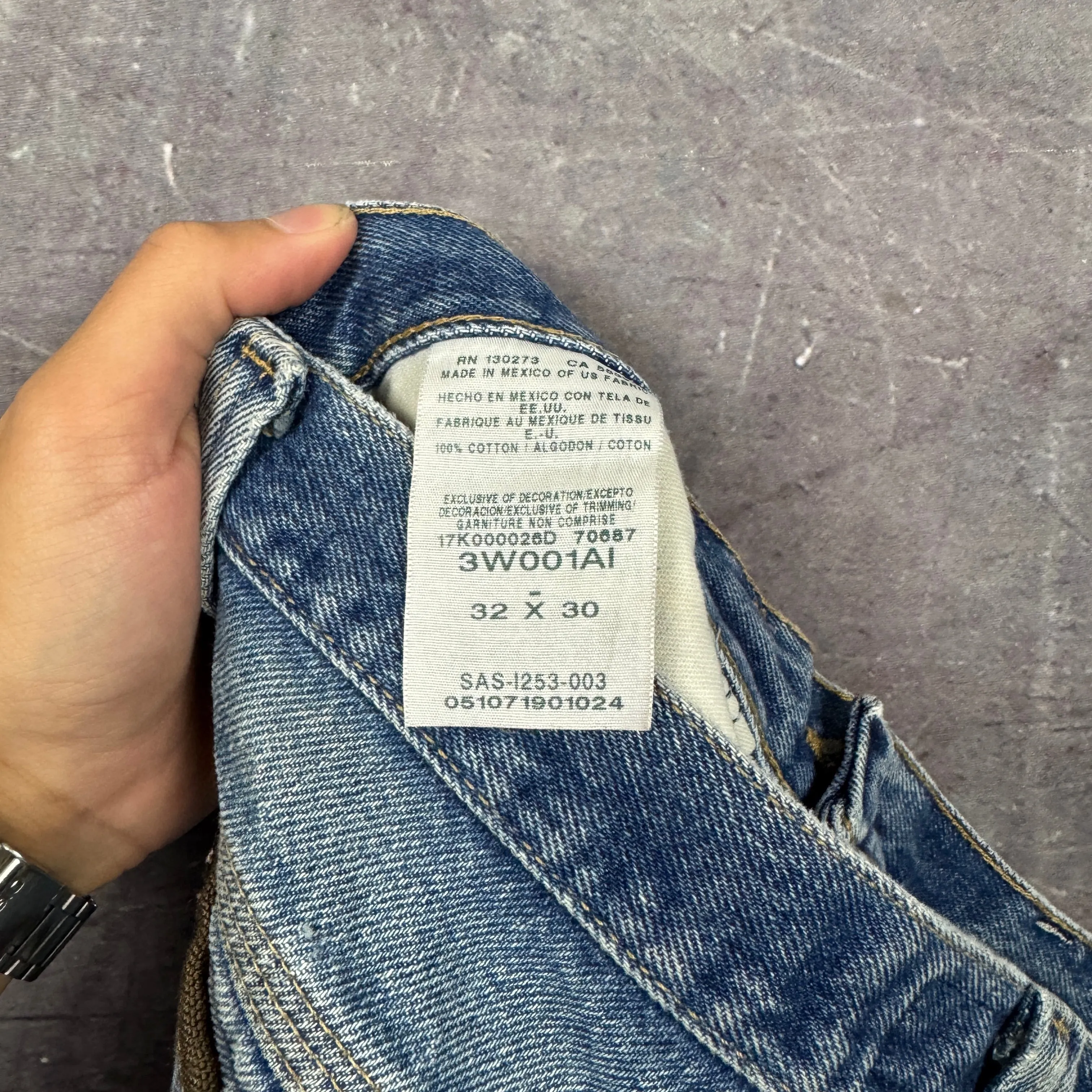 90s Light Wash Wrangler Riggs Denim Carpenter Work Jeans 32x29 2180
