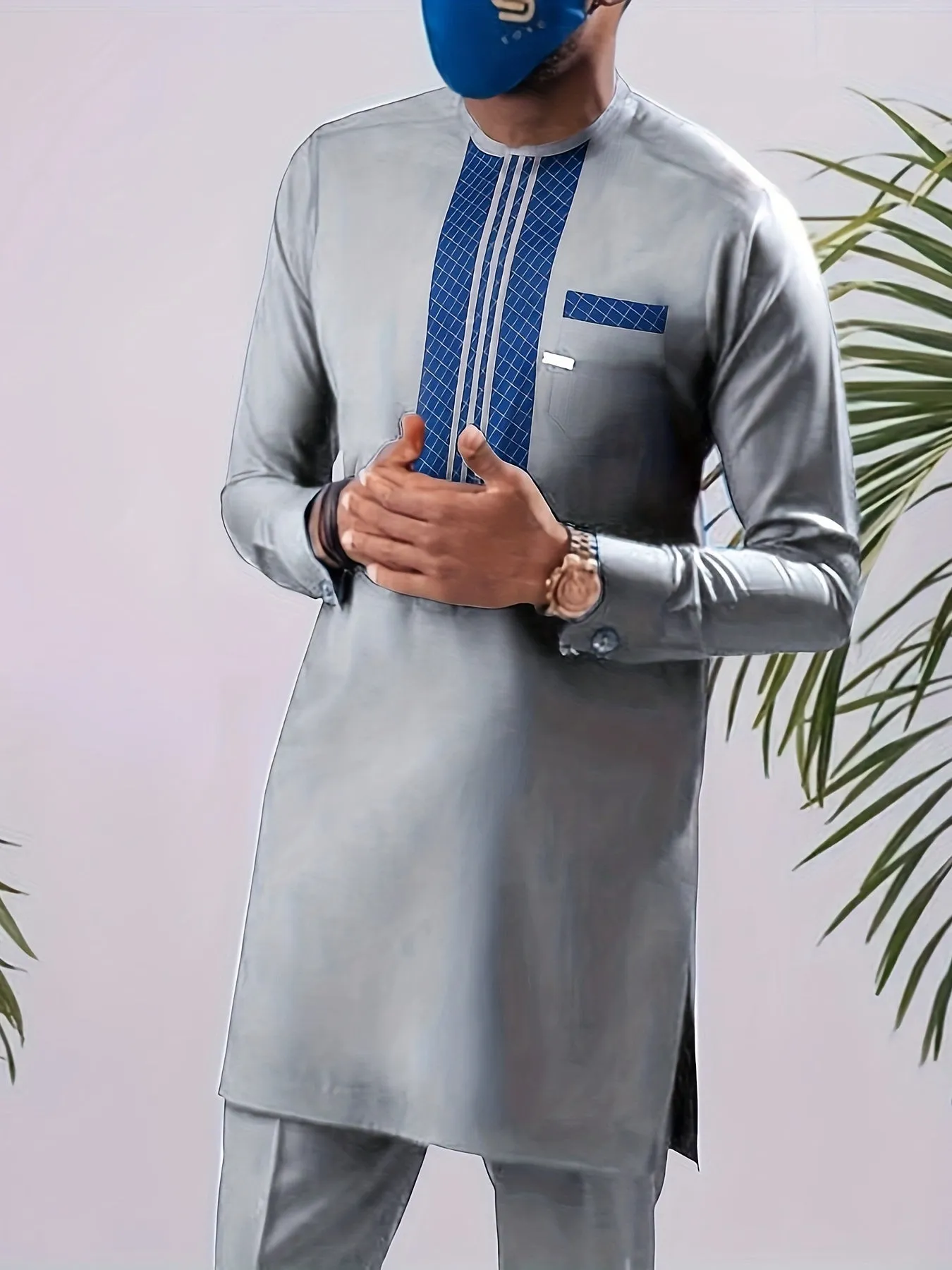 African Mens Senator Wear Kaftan | Light Grey