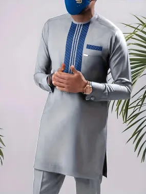 African Mens Senator Wear Kaftan | Light Grey