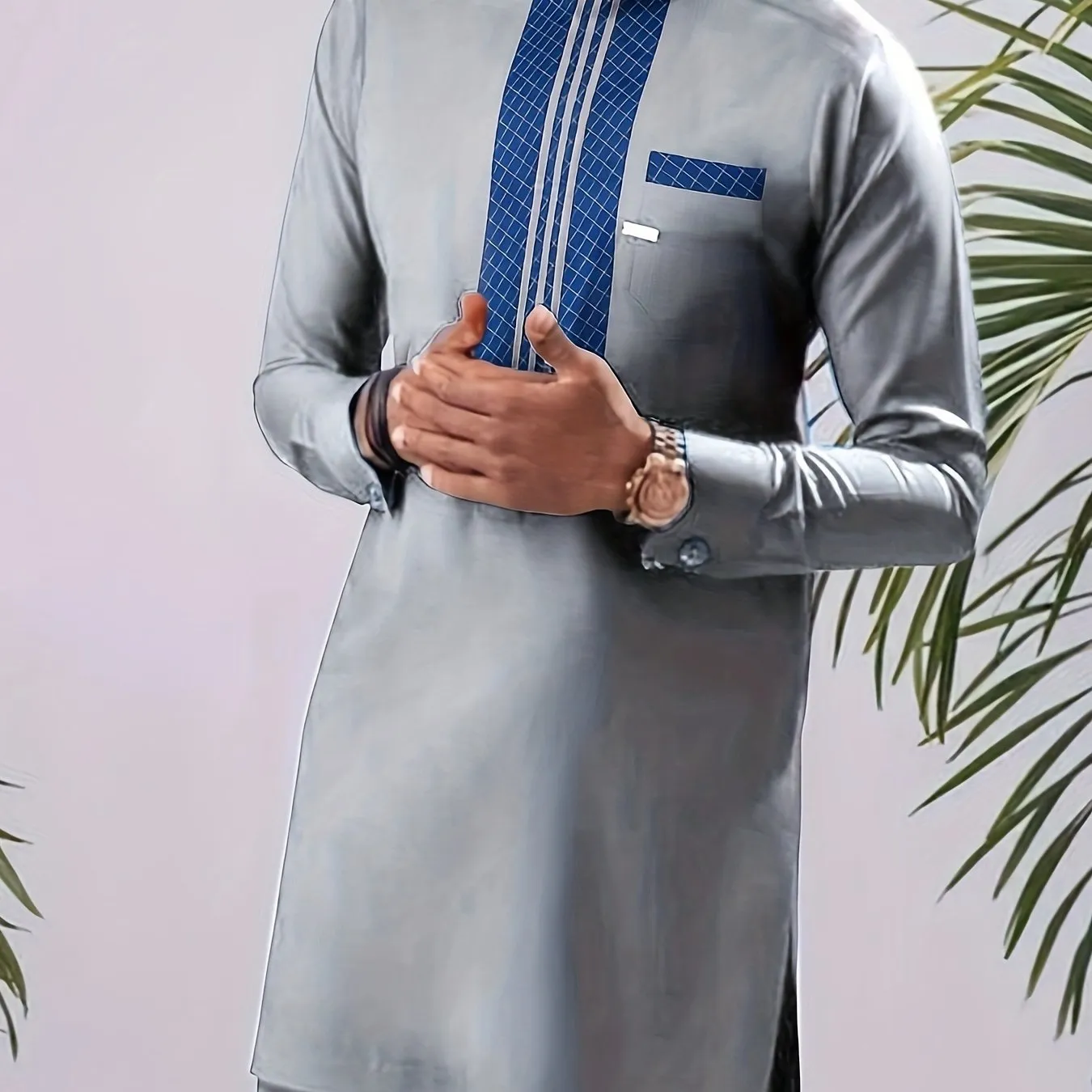 African Mens Senator Wear Kaftan | Light Grey