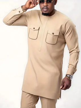 African Mens Senator Wear Kaftan | Nude