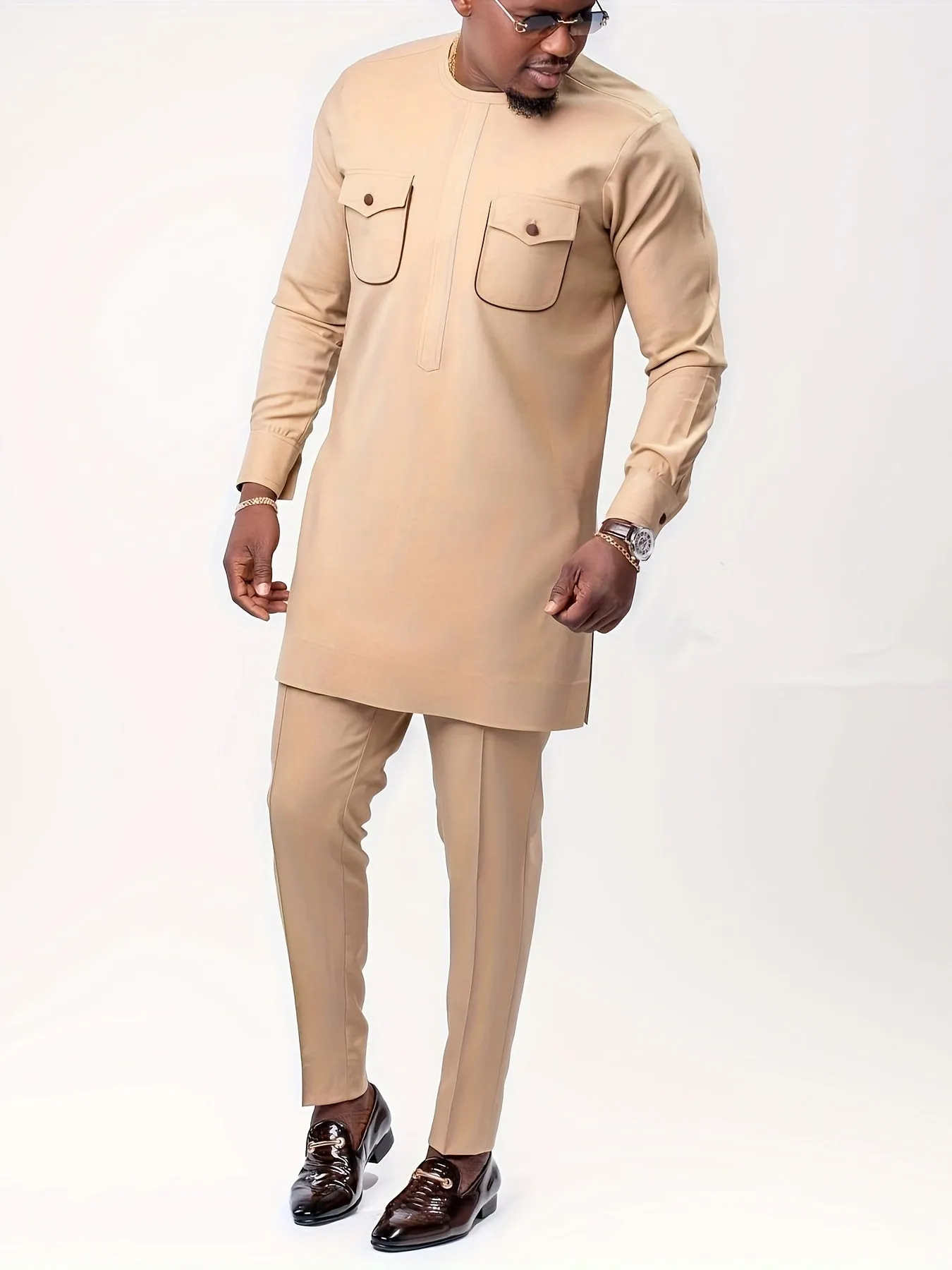 African Mens Senator Wear Kaftan | Nude