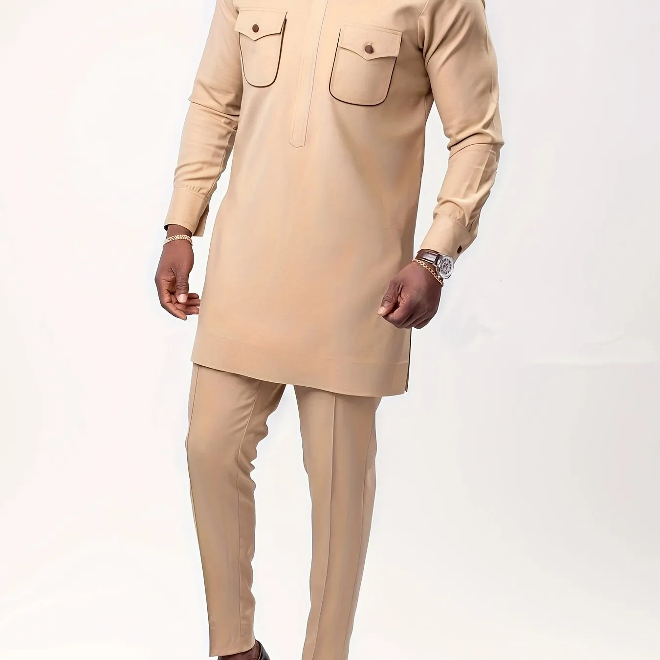 African Mens Senator Wear Kaftan | Nude