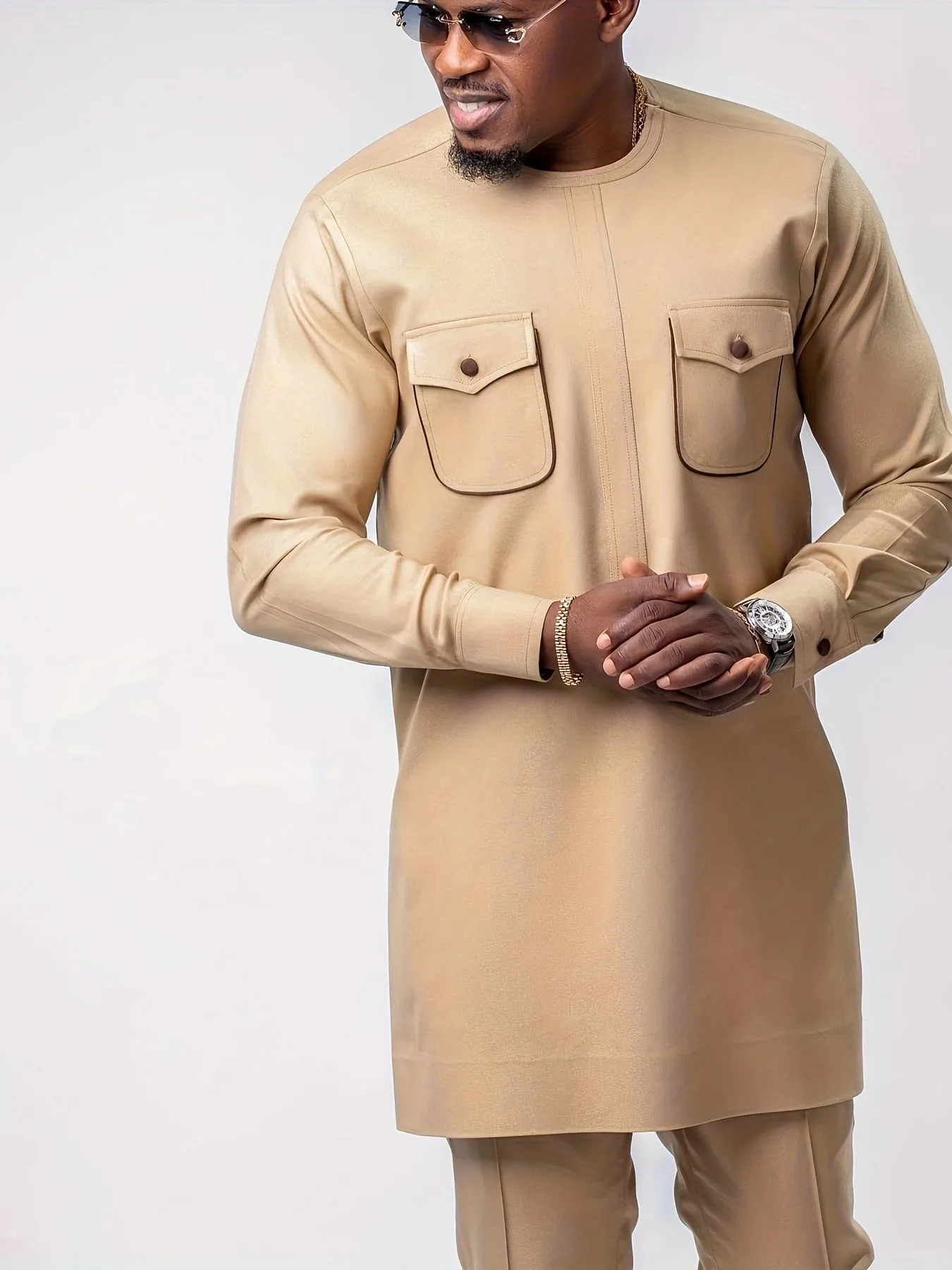 African Mens Senator Wear Kaftan | Nude