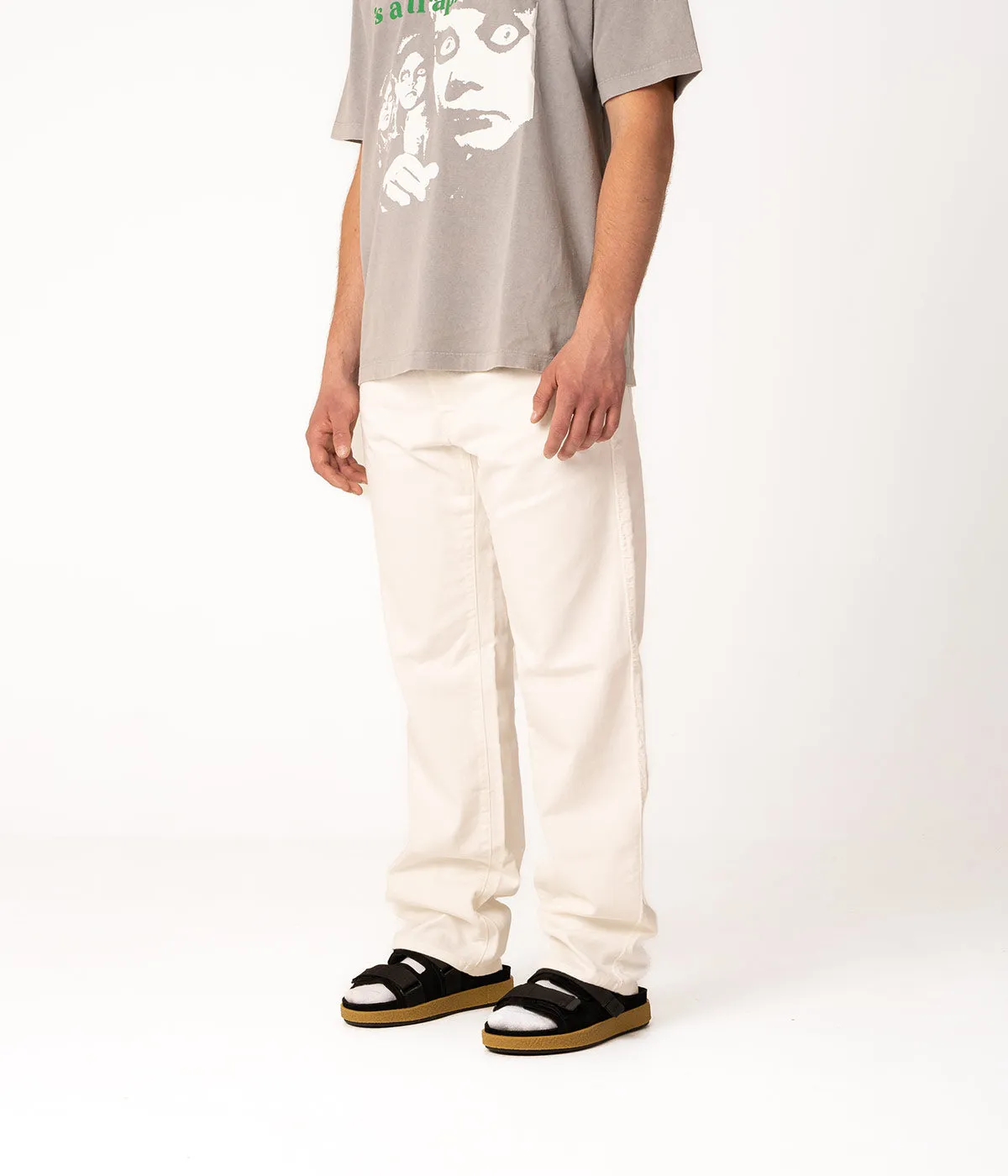 AMISH JAMES RAW EDGE BULL DENIM ECRU