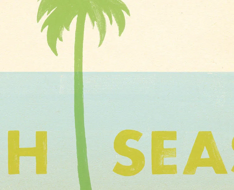 Beach Art Print "Palm Trees & High Seas"