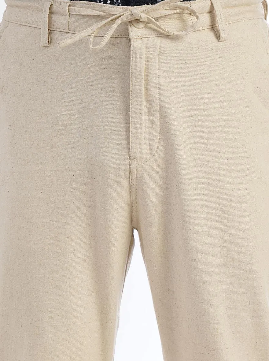 Beige Solid Slim Fit Track Pant | JadeBlue