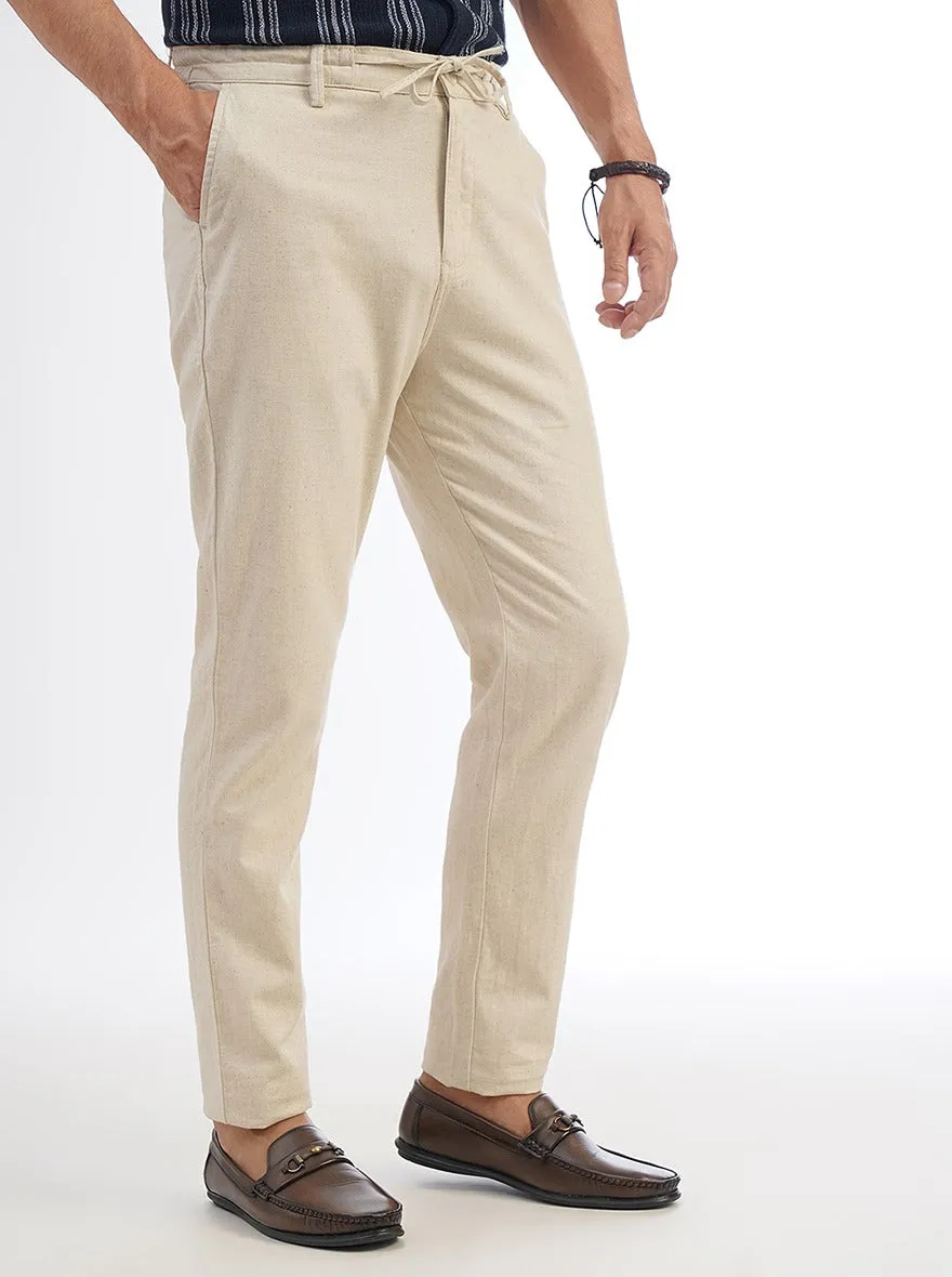 Beige Solid Slim Fit Track Pant | JadeBlue