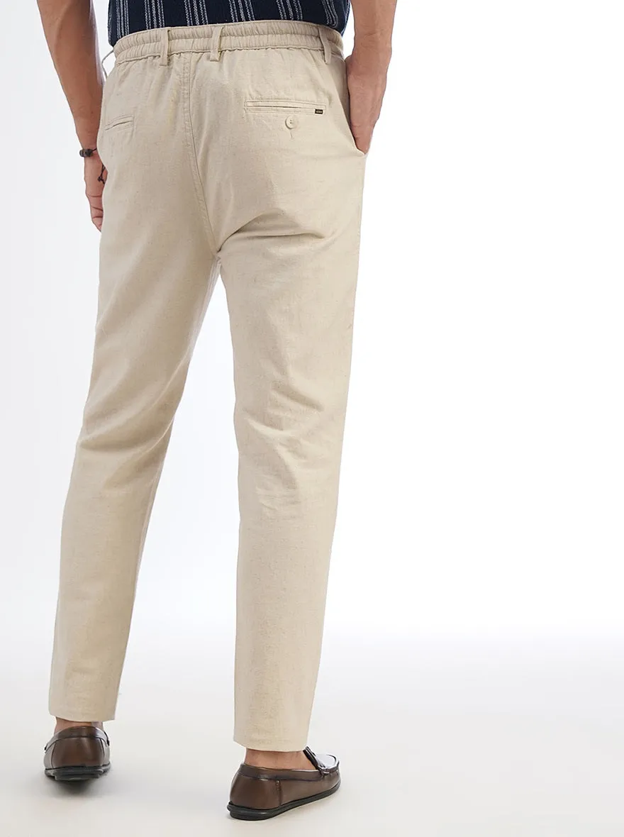 Beige Solid Slim Fit Track Pant | JadeBlue