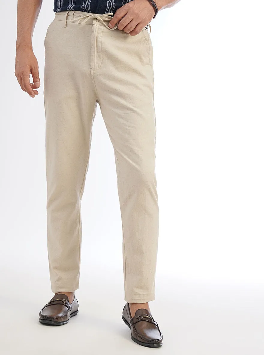 Beige Solid Slim Fit Track Pant | JadeBlue