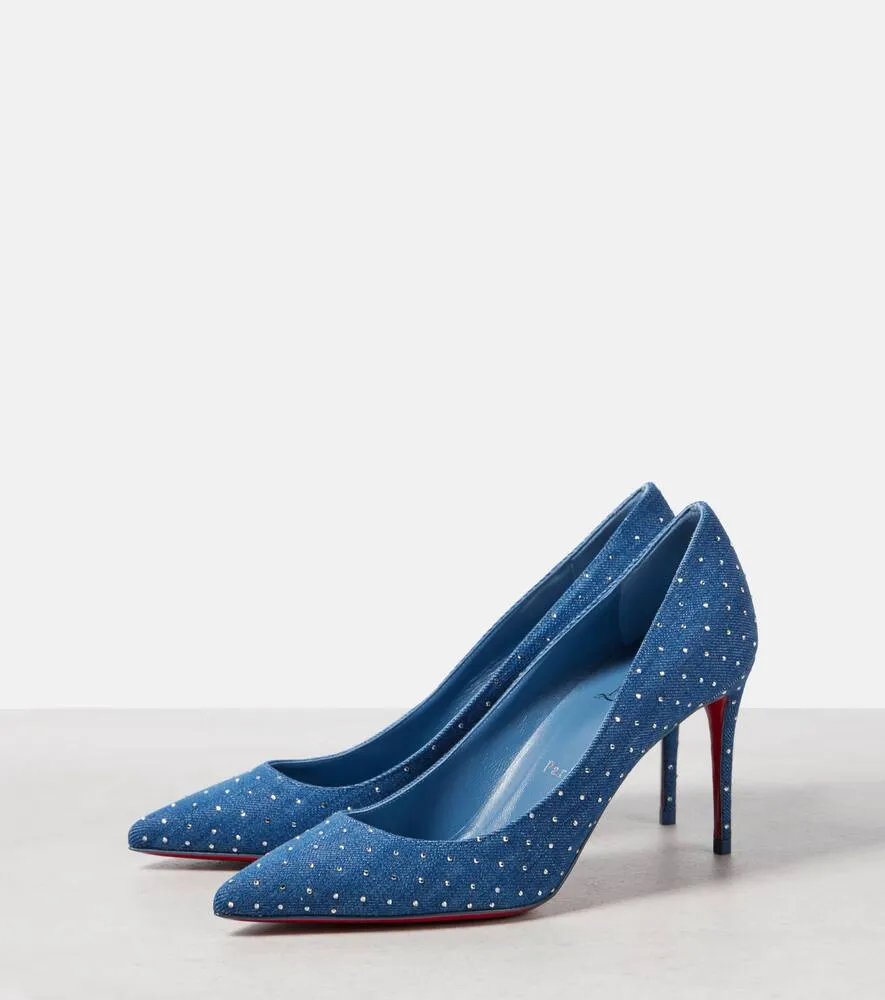 Christian Louboutin Kate 85 embellished denim pumps