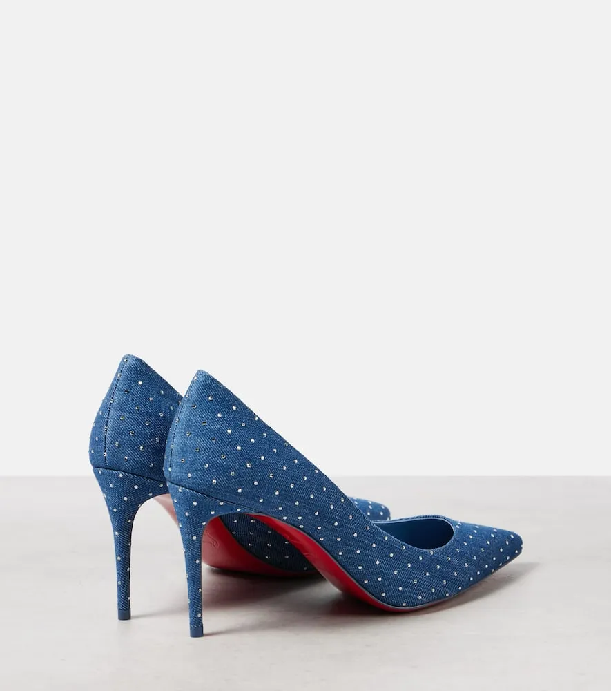 Christian Louboutin Kate 85 embellished denim pumps
