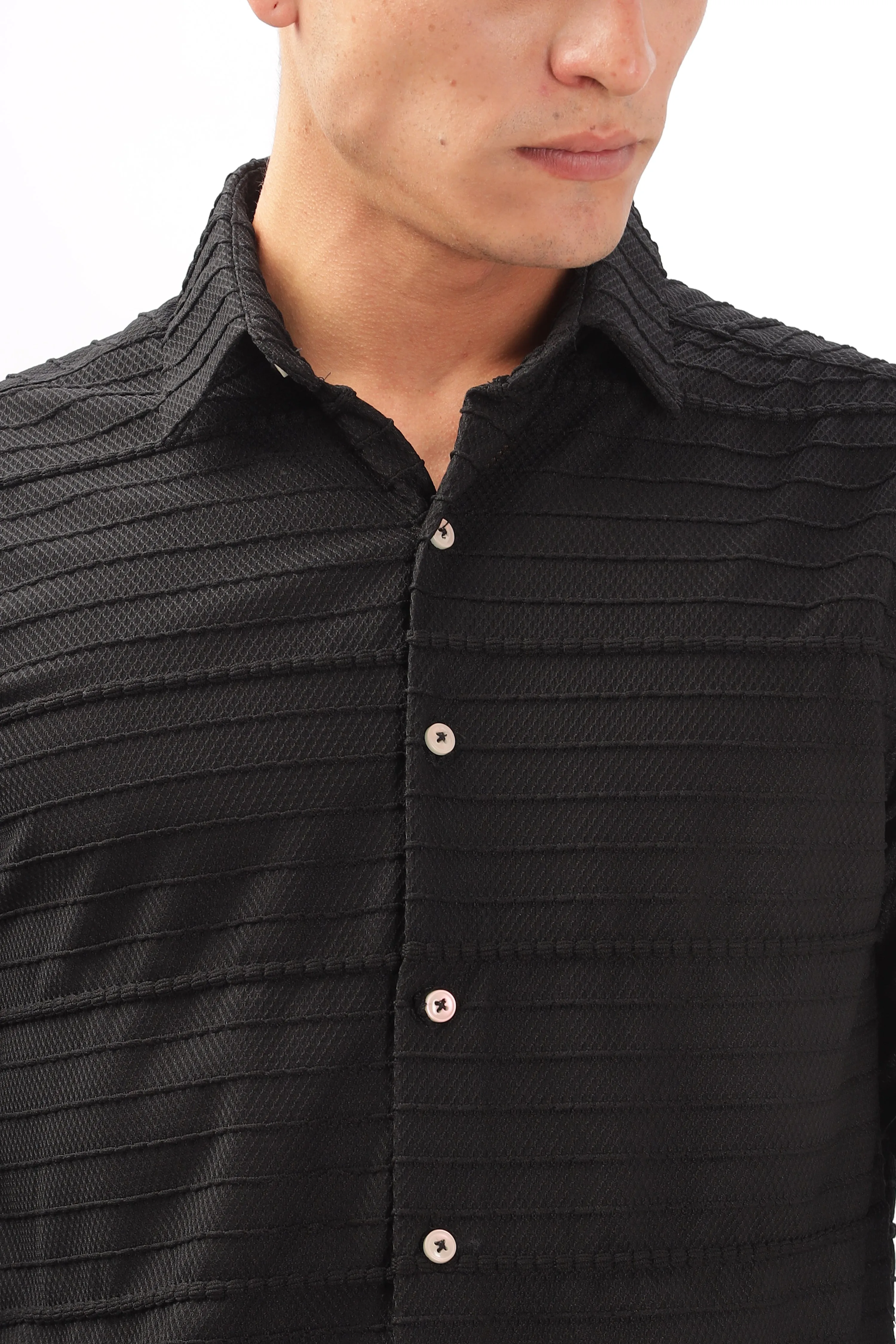 Crochet  Textured Black Shirt