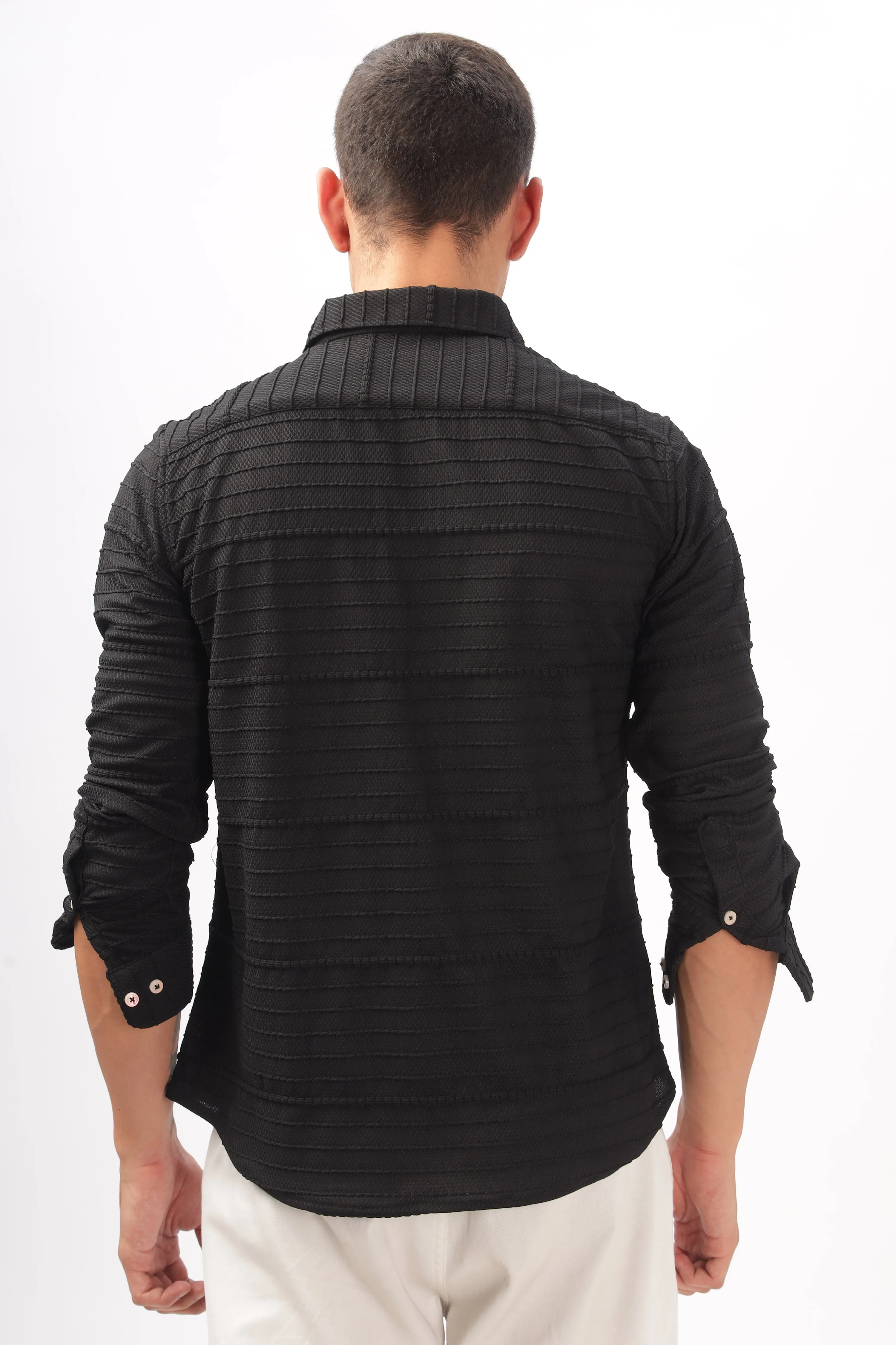 Crochet  Textured Black Shirt