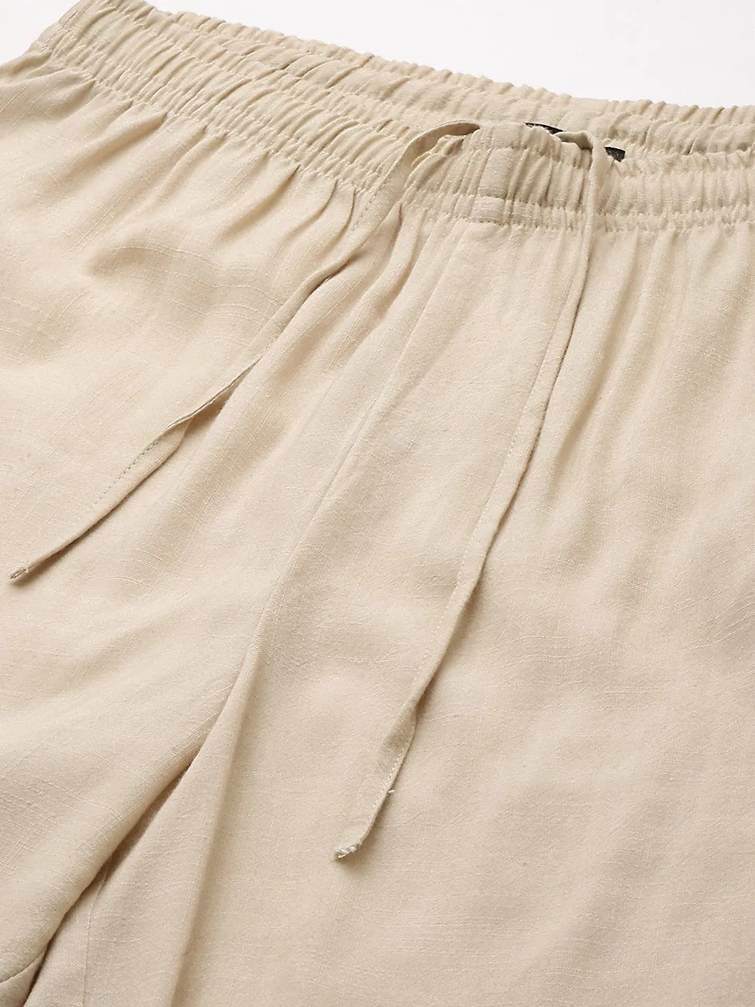 Crosshatch Viscose Wide Leg Trouser W/ Lace Border