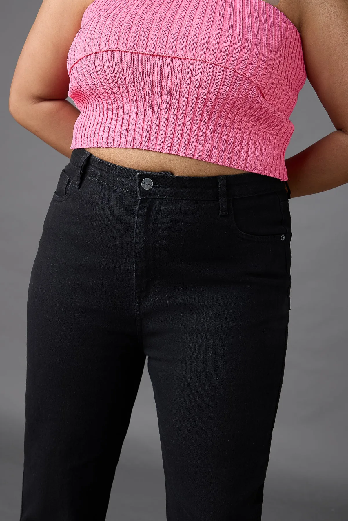 Curve High Waisted Slim Black Bootcut Jeans