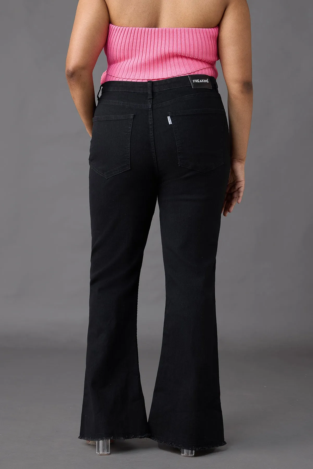 Curve High Waisted Slim Black Bootcut Jeans