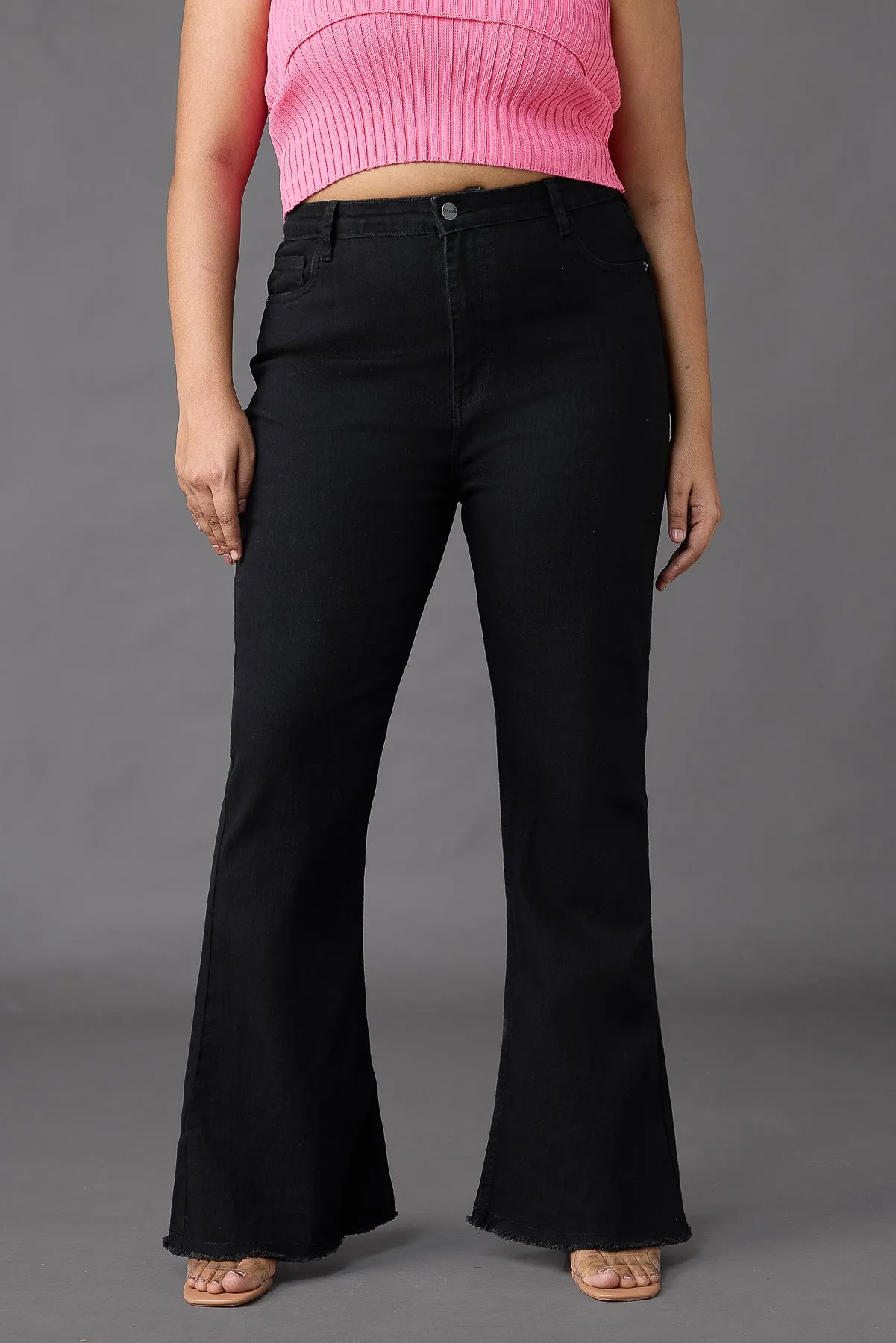 Curve High Waisted Slim Black Bootcut Jeans