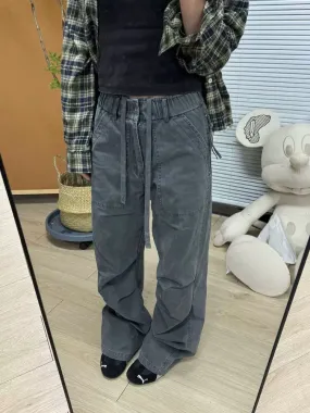 Drawstring Buttoned Workwear Jeans