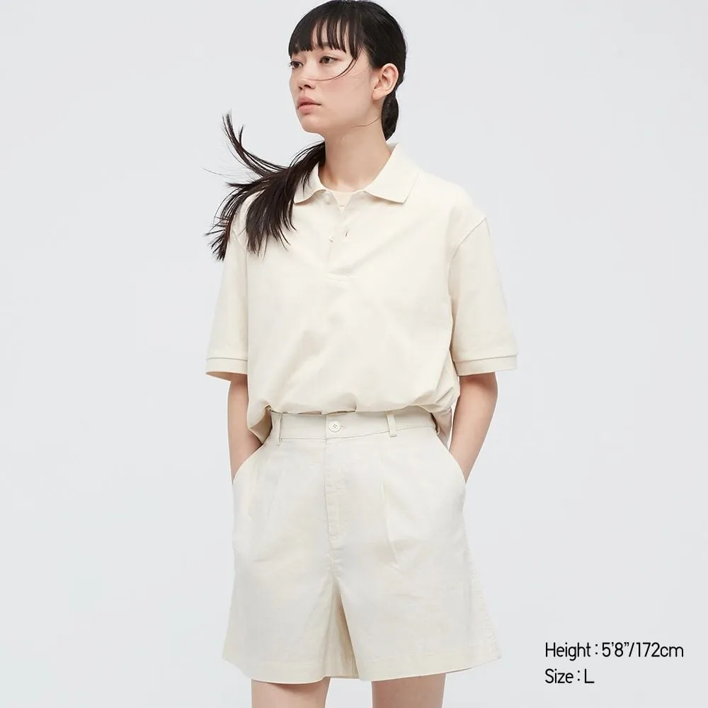 DRY PIQUE SHORT SLEEVE POLO SHIRT UNIQLO (Beige Large)