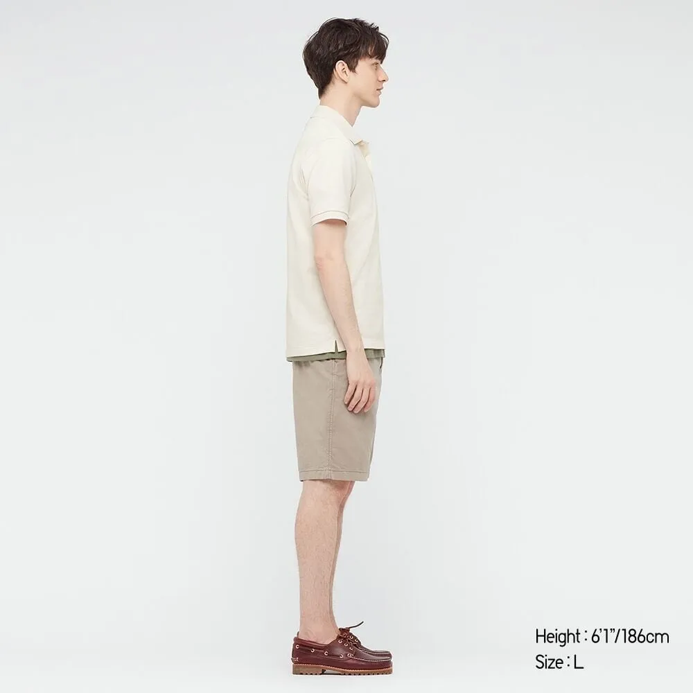 DRY PIQUE SHORT SLEEVE POLO SHIRT UNIQLO (Beige Large)