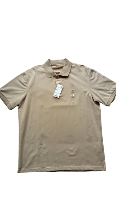 DRY PIQUE SHORT SLEEVE POLO SHIRT UNIQLO (Beige Large)