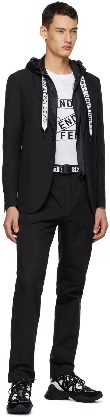 Fendi Black Cotton Belted Trousers