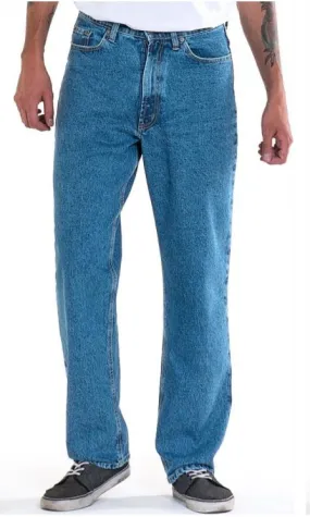 Mens Relaxed Fit Light Wash Blue Brand Jeans