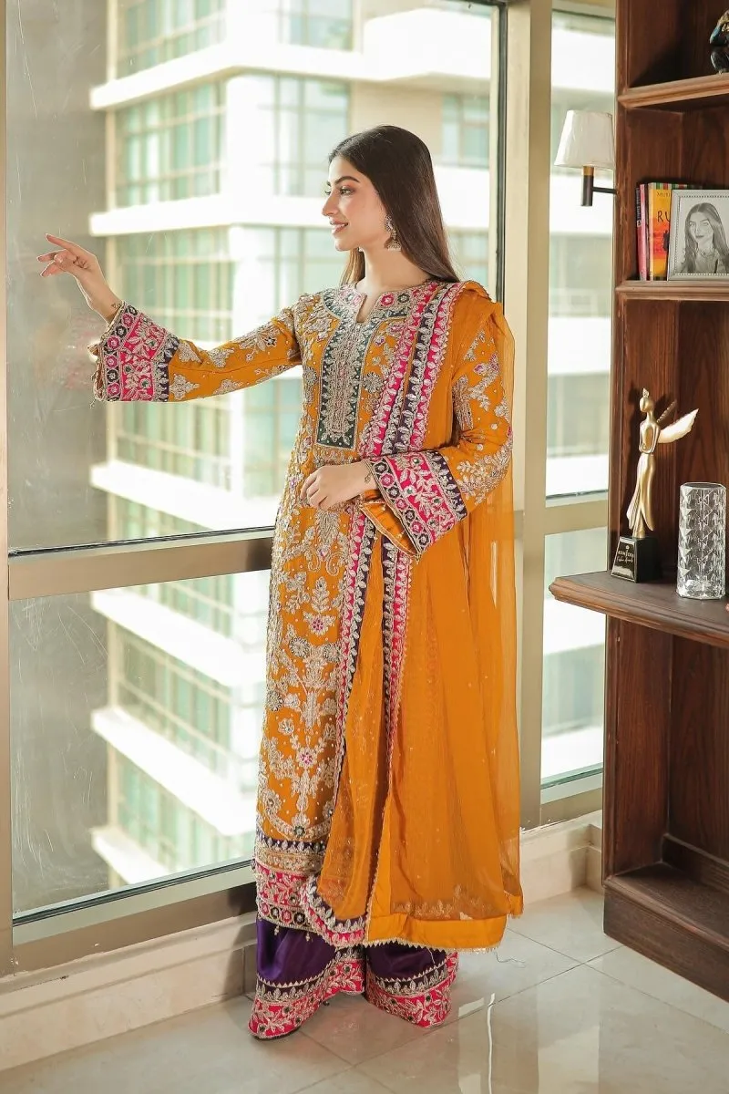 Haseens Meena Pakistani Wedding Wear Chiffon Suit HAS09