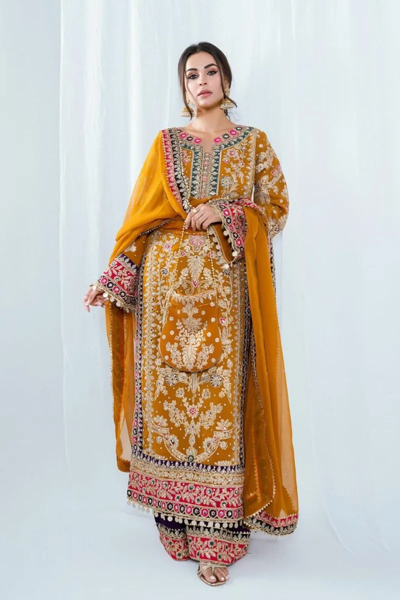 Haseens Meena Pakistani Wedding Wear Chiffon Suit HAS09