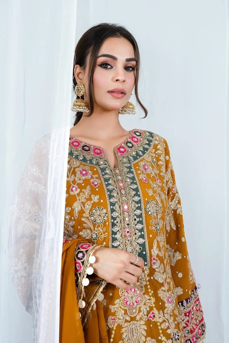 Haseens Meena Pakistani Wedding Wear Chiffon Suit HAS09