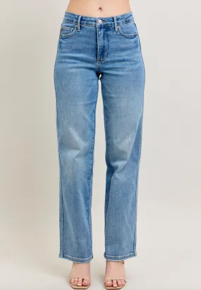 Judy Blue MR Tummy Control Vintage Wash Straight Jeans