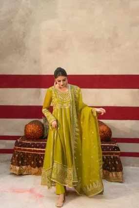 Mehndi Green Pishwas