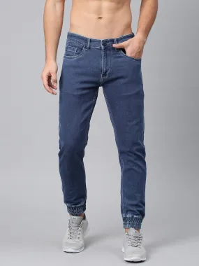 Men Blue Jogger Mid-Rise Clean Look Stretchable Jeans