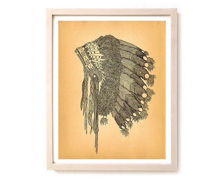 Native American Art Print "Headdress"