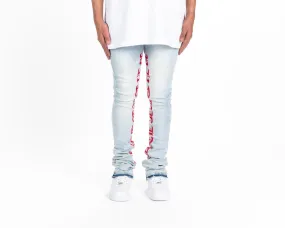 Pheelings AGAINST ALL ODDS FLARE STACK DENIM (LIGHT BLUE/RED)