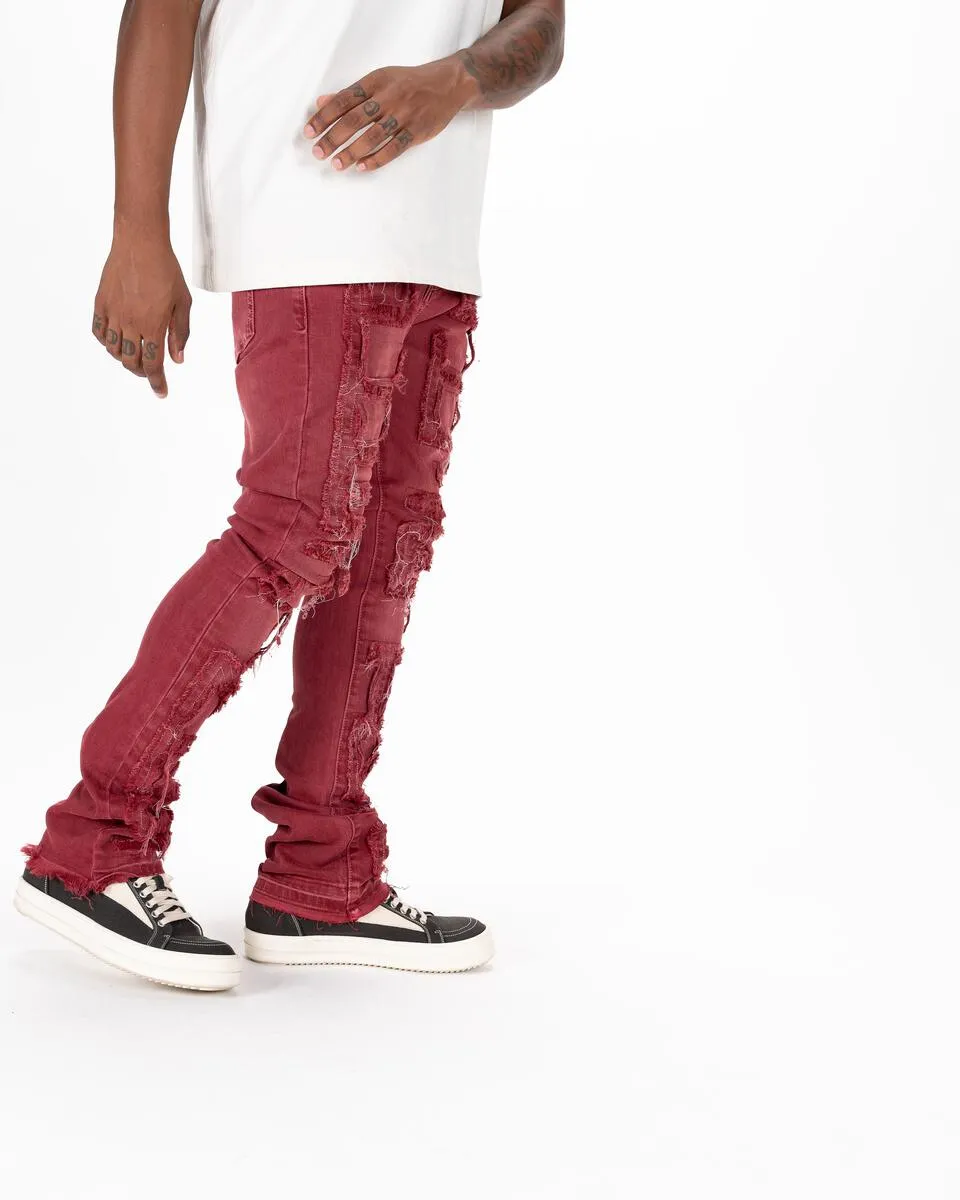 Pheelings Inspired By FLARE STACK DENIM (BURGUNDY)
