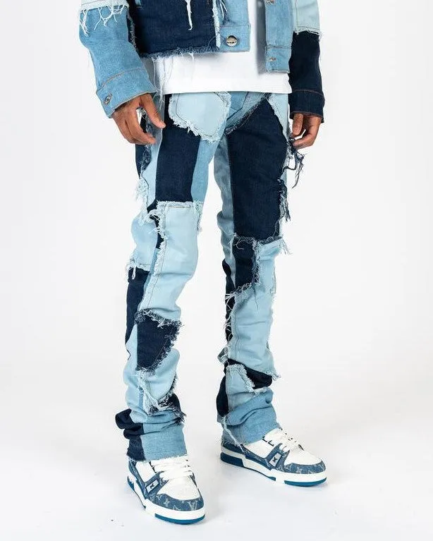 PHEELINGS LEFT IN THE PAST FLARE STACK DENIM (LIGHT BLUE/MEDIUM BLUE)