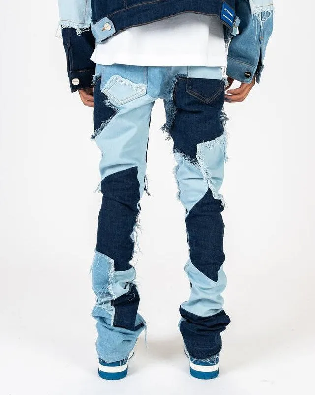 PHEELINGS LEFT IN THE PAST FLARE STACK DENIM (LIGHT BLUE/MEDIUM BLUE)