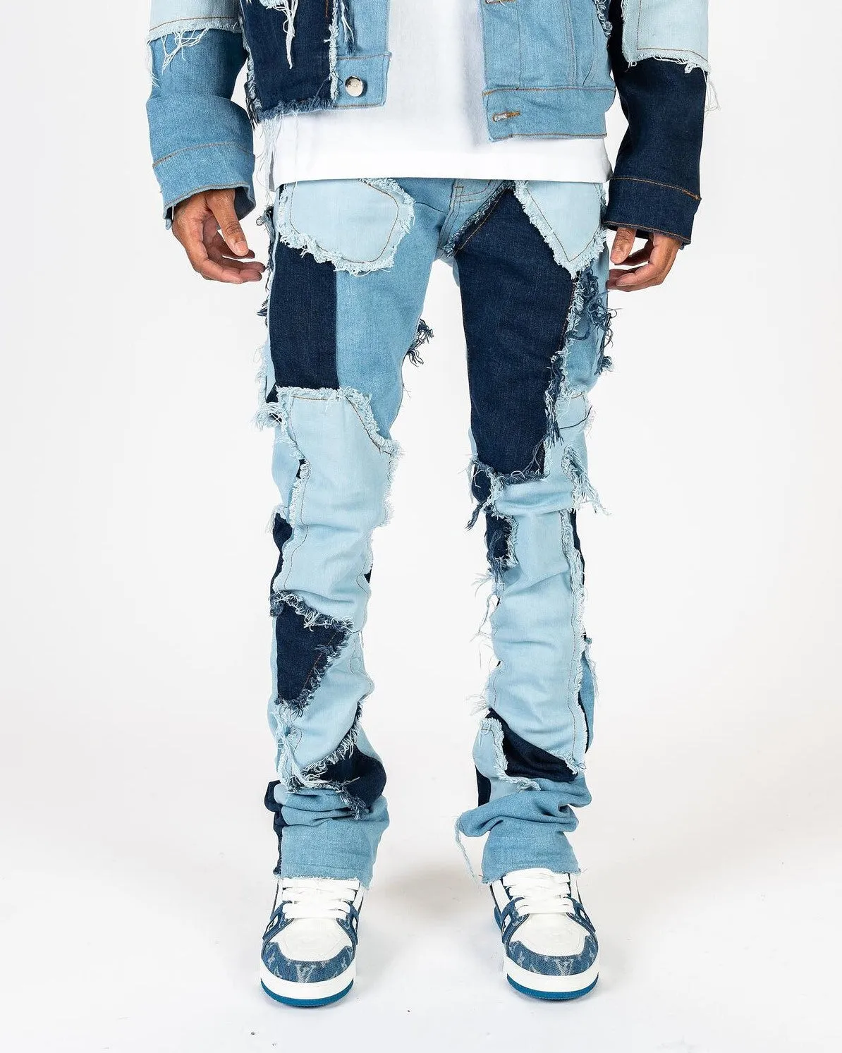 PHEELINGS LEFT IN THE PAST FLARE STACK DENIM (LIGHT BLUE/MEDIUM BLUE)