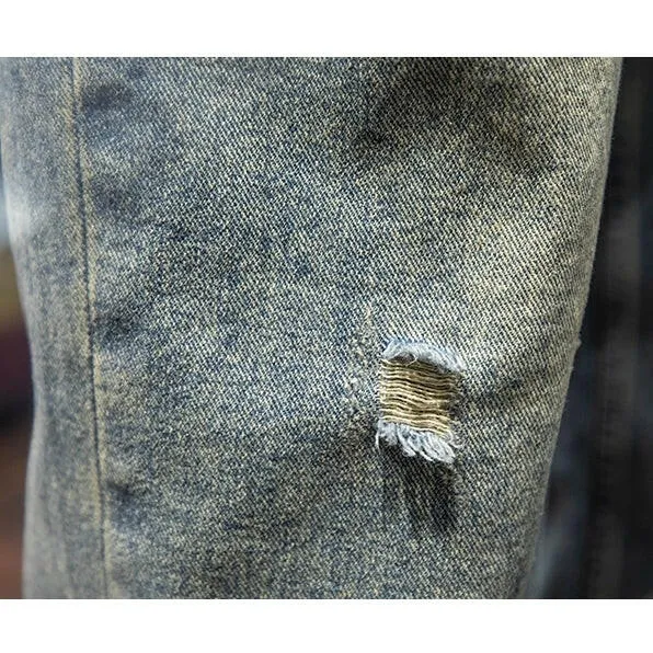 Ripped Straight All-match Loose Jeans P0068