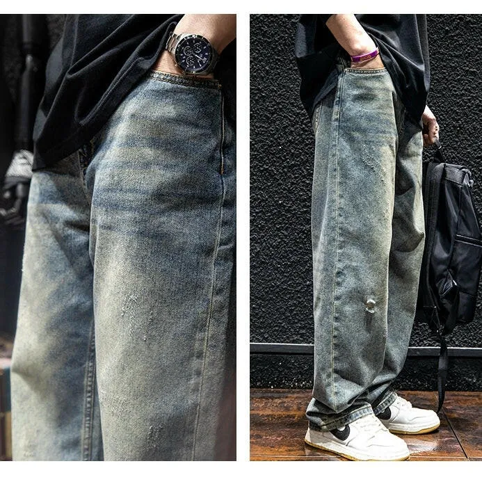Ripped Straight All-match Loose Jeans P0068