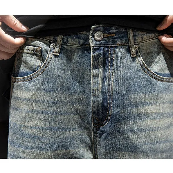 Ripped Straight All-match Loose Jeans P0068