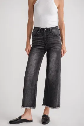 Risen Crop Washed Black Jeans