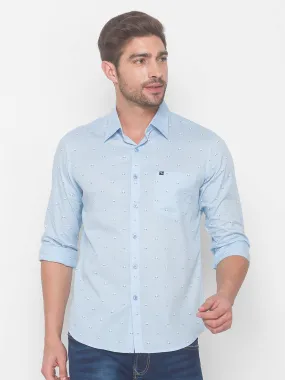 Spykar Slim Fit Men Sky Blue Cotton Shirts (Uniqlo)