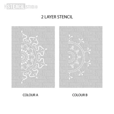 Stencil Studio - Zara Mandala Indian Motif Stencil - Half Design - 2 Layer Stencil -  A4