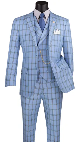 Vinci  MV2W-4-LTBLU Mens Suit