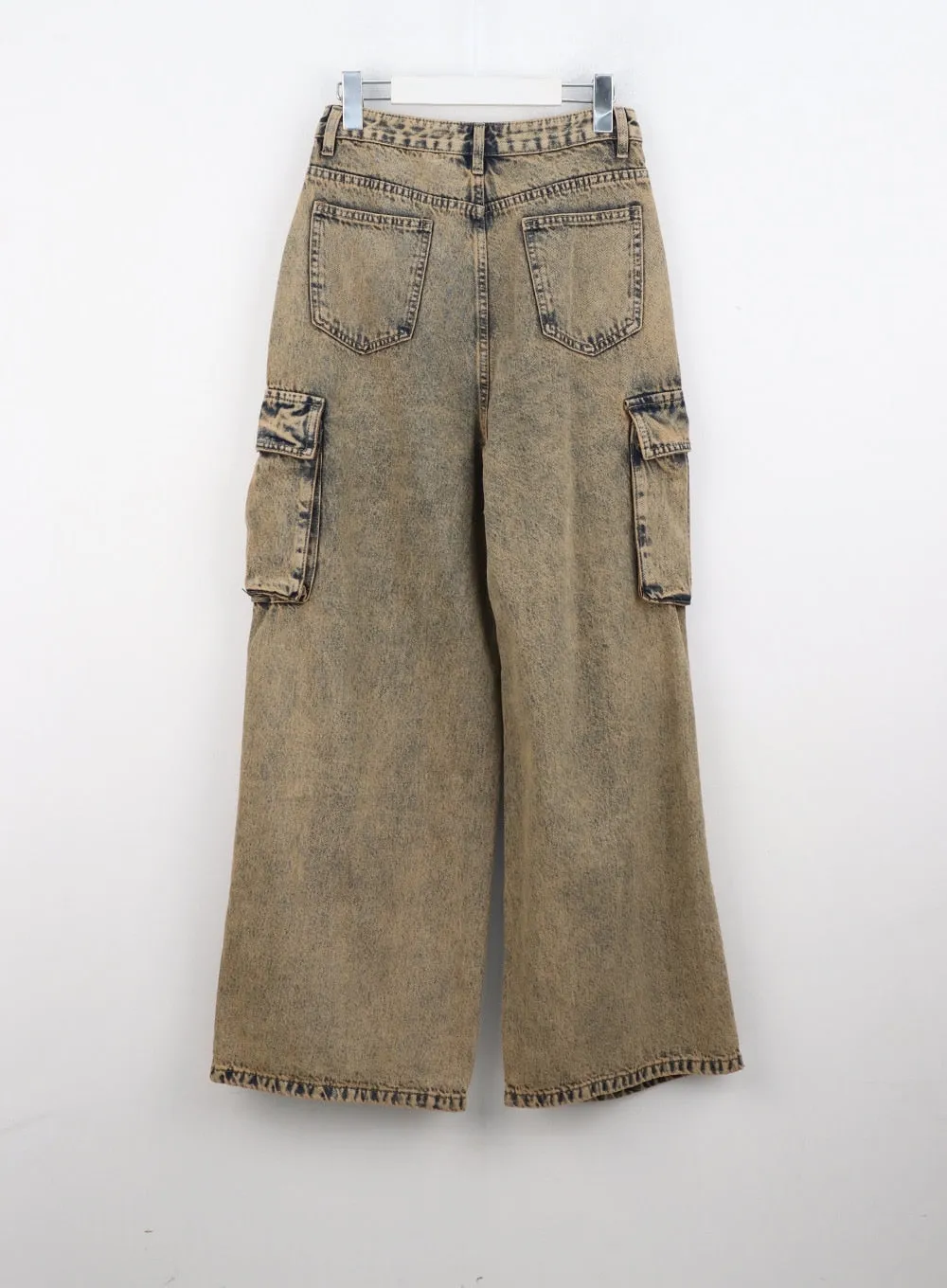Vintage Wash Cargo Wide Jeans CO323